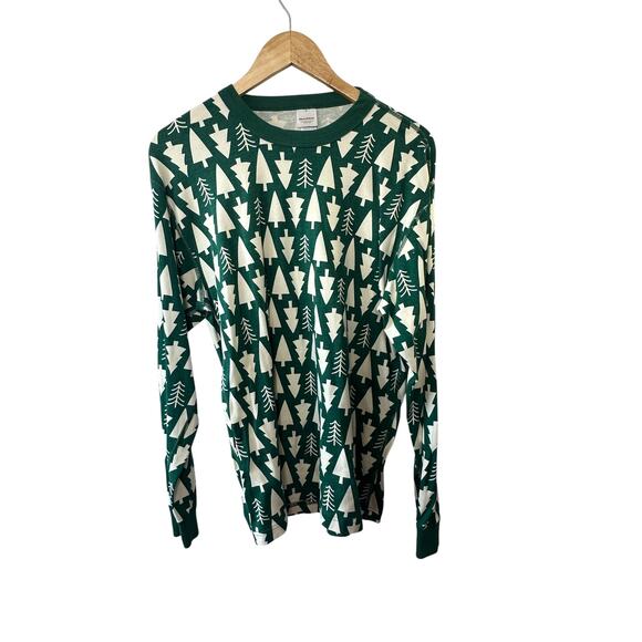 Hanna Andersson Green & White Christmas Tree Print Pajama Shirt  XL New - Picture 1 of 5